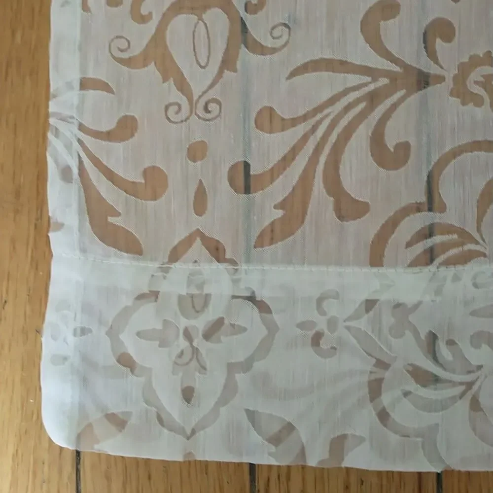 Restoration Hardware Curtain Panels White Floral Sheer Cotton Blend 49x96